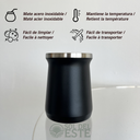 Maté en acier inoxydable noir Sol Del Este